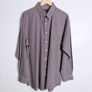 Nautica Men’s XL (17) Navy Red Button Down Long Sleeves Shirt Workwear Casual‎